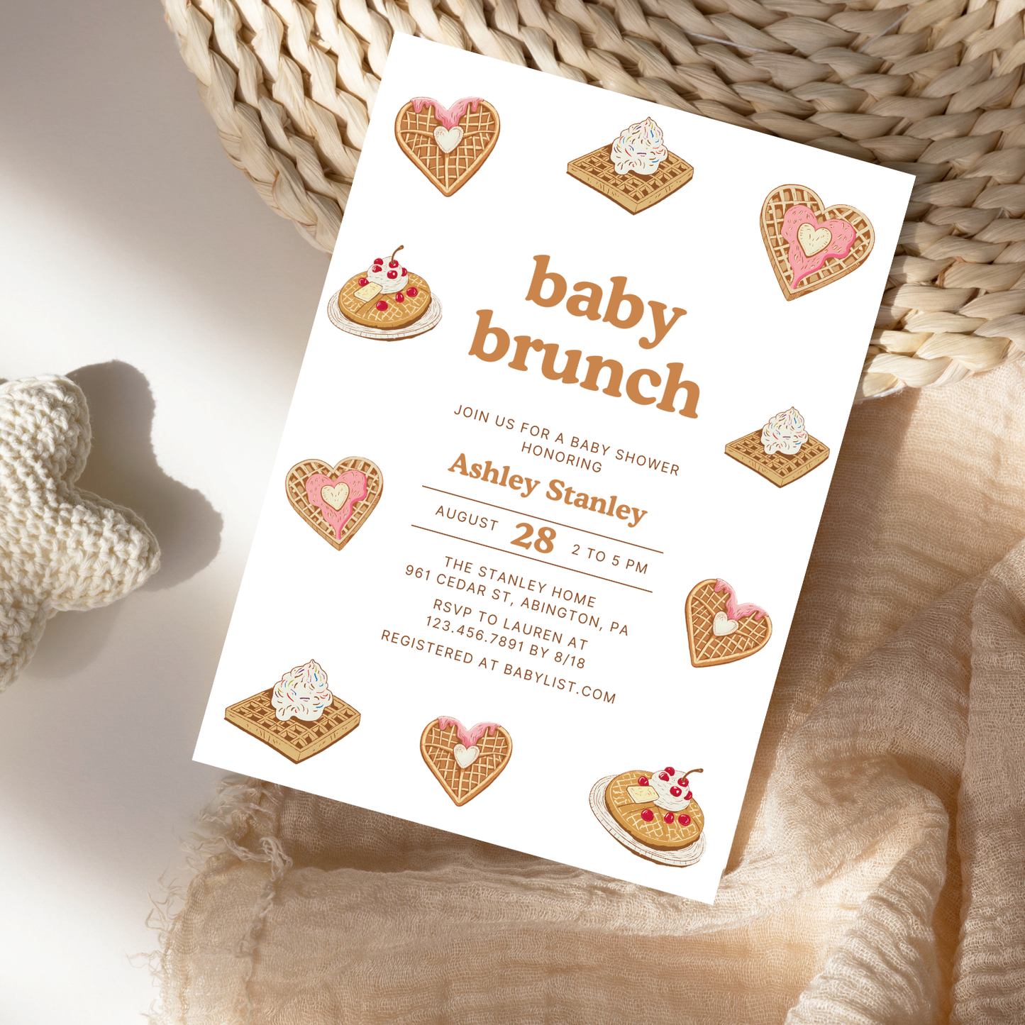 Waffles Baby Brunch Baby Shower Invitation