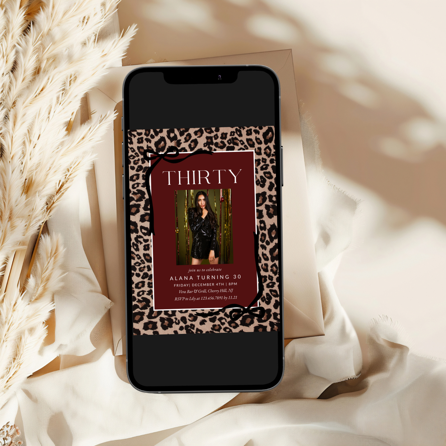 Leopard Print 30th Editable Birthday Invitation