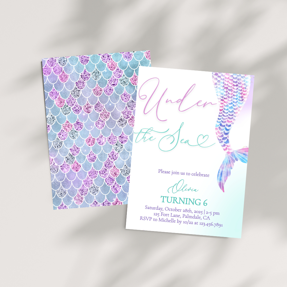 Magical Under the Sea Mermaid Birthday Invitation