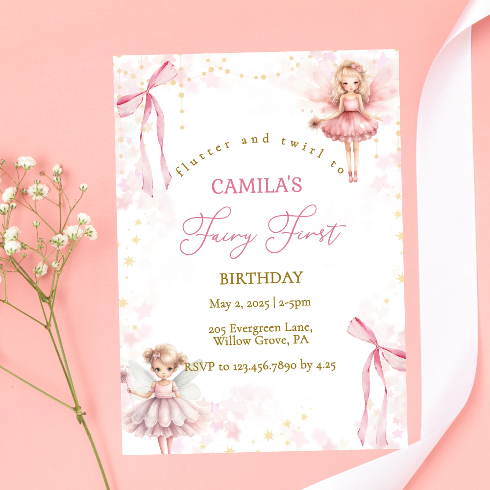 Whimsical Fairy First Birthday Invitation