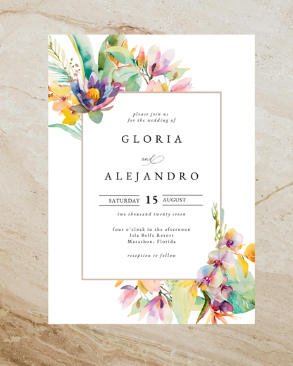 GLORIA Tropical Wedding Invitation Suite