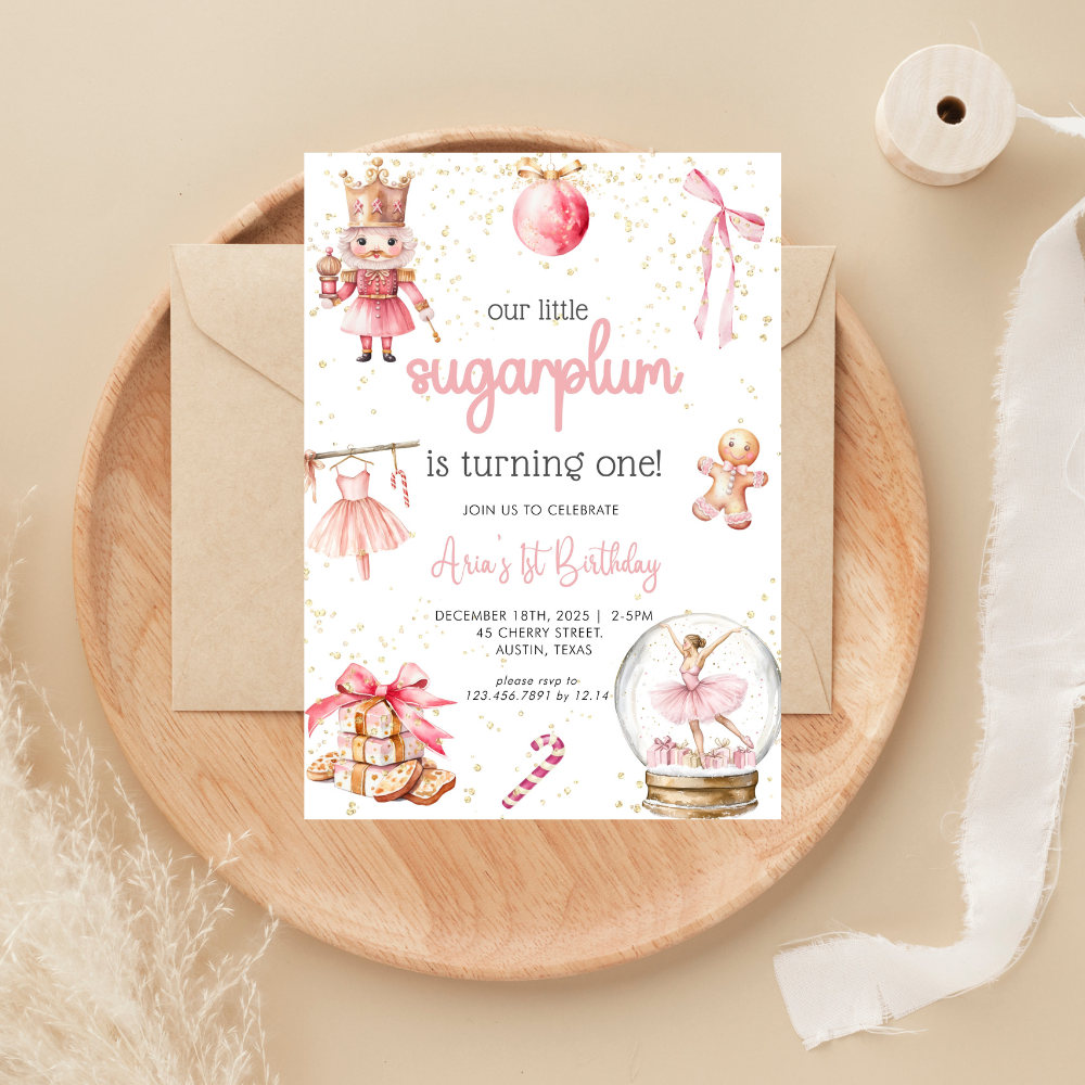 Our Little Sugarplum Nutcracker Birthday Invitation