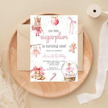 Our Little Sugarplum Nutcracker Birthday Invitation