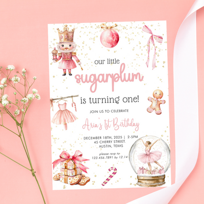 Our Little Sugarplum Nutcracker Birthday Invitation