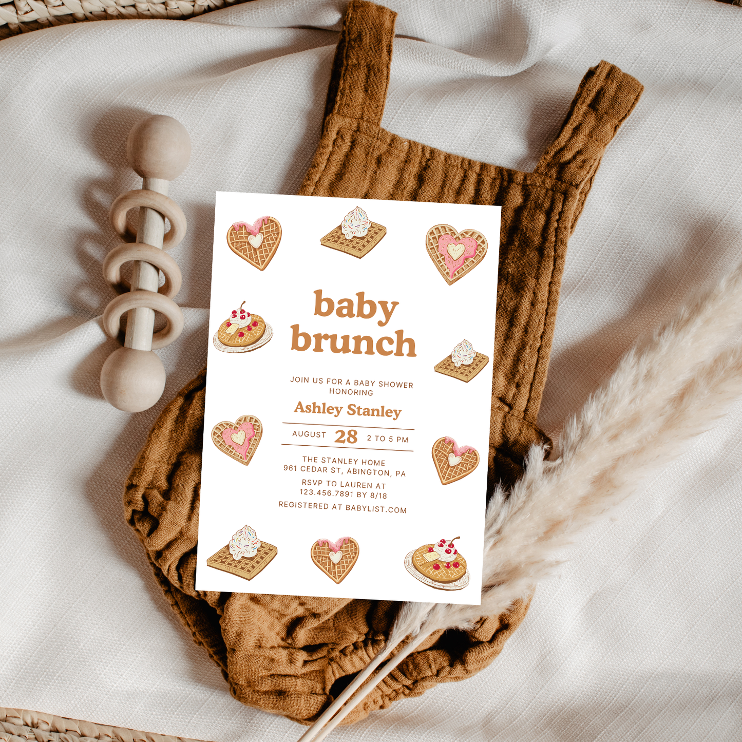 Waffles Baby Brunch Baby Shower Invitation