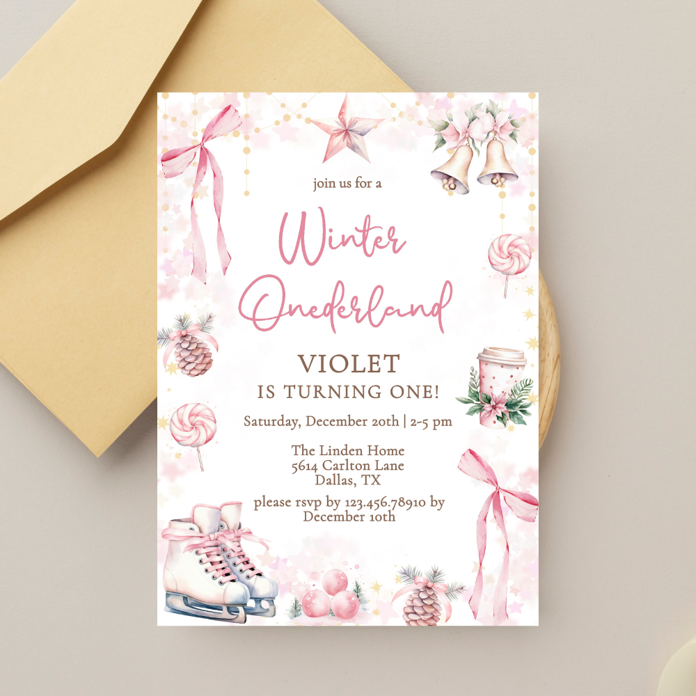 Magical Winter Onederland First Birthday Invitation