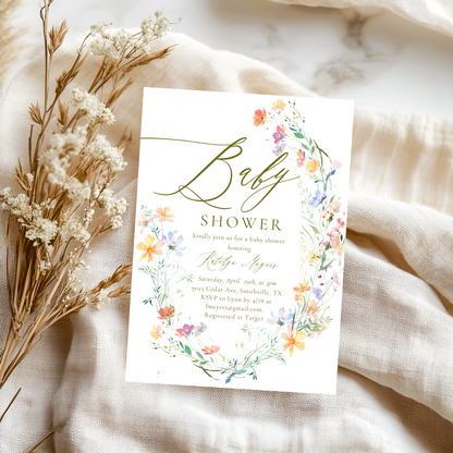Colorful Floral Baby Shower Invitation | Digital Download