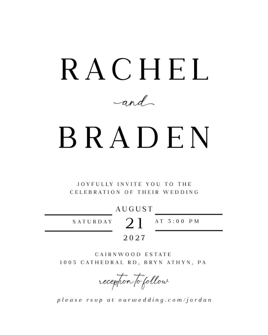 RACHEL All in One Front + Back Photo Wedding Invitation