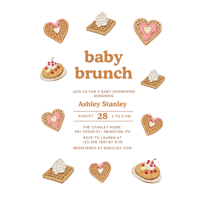 Waffles Baby Brunch Baby Shower Invitation
