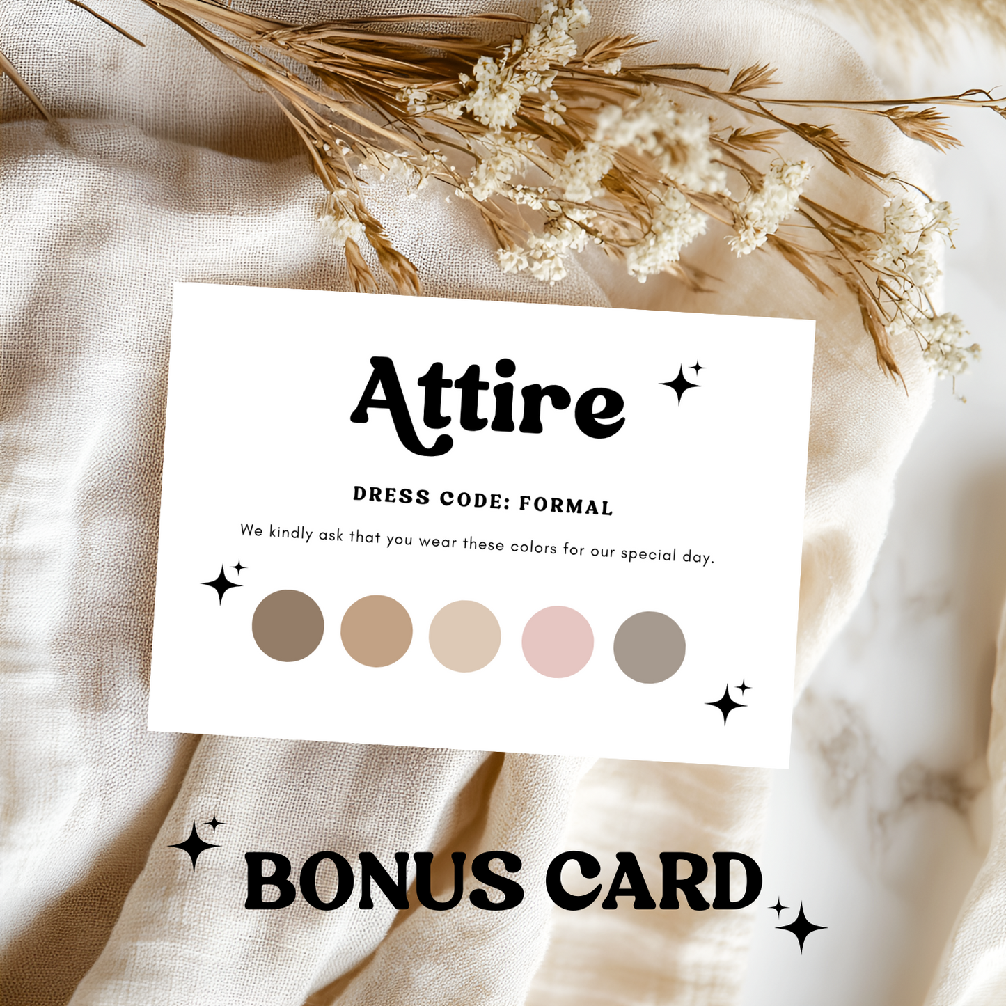 KATIE Retro Wedding Invitation Suite – Digital Download Bundle + BONUS Attire Card