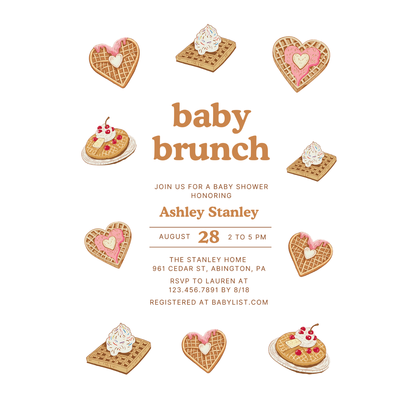 Waffles Baby Brunch Baby Shower Invitation