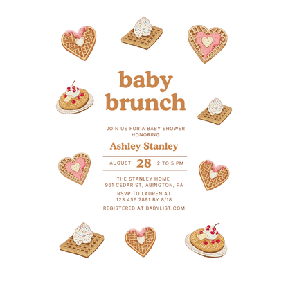 Waffles Baby Brunch Baby Shower Invitation