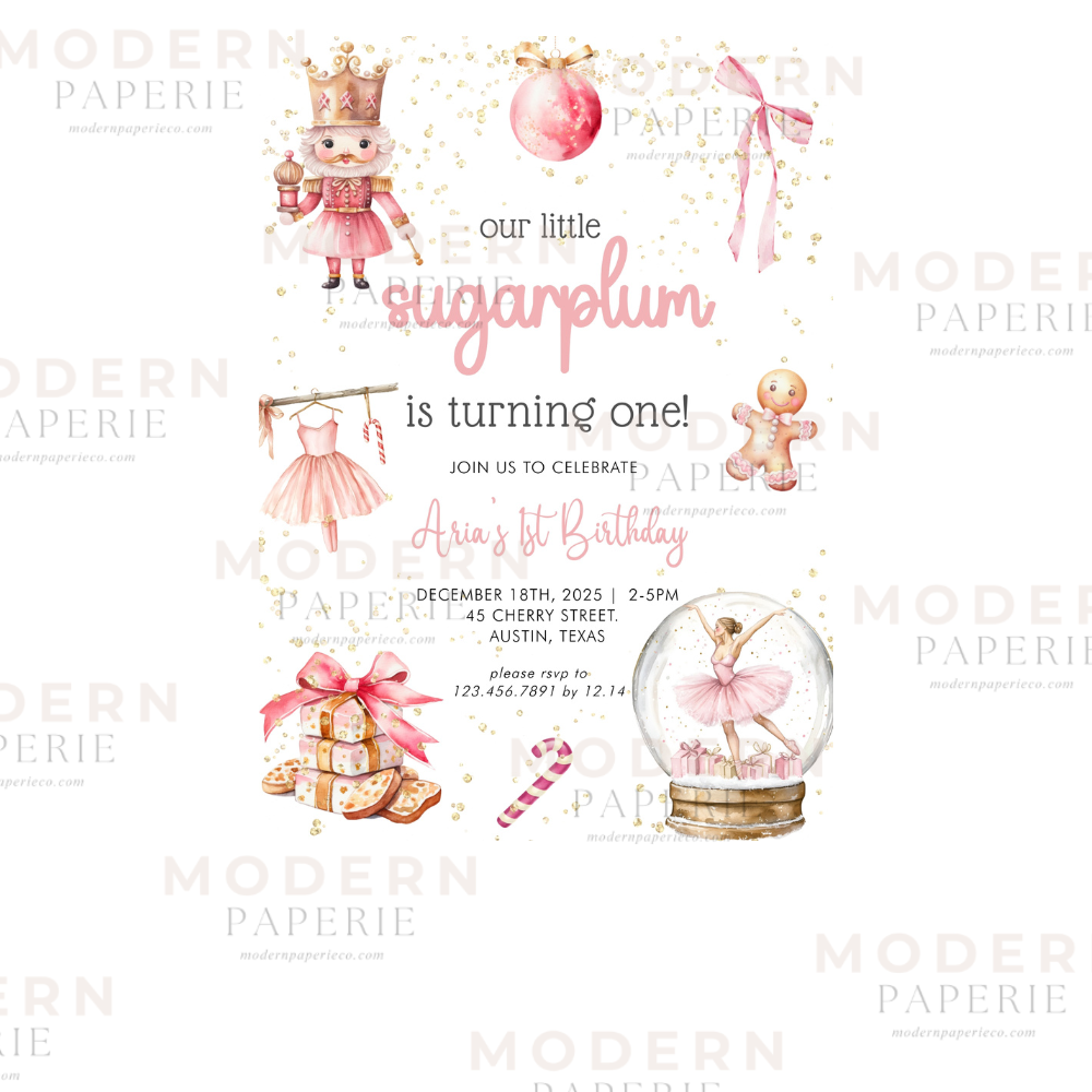 Our Little Sugarplum Nutcracker Birthday Invitation