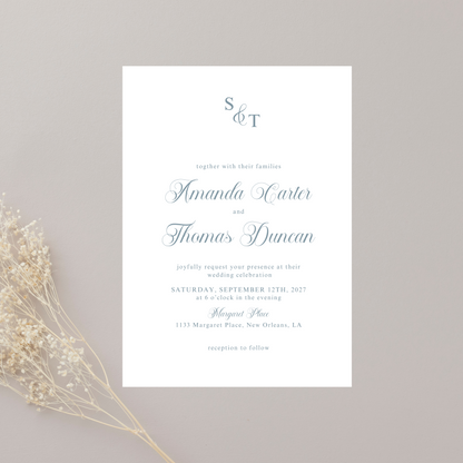 CERISE Dusty Blue Wedding Invitation Suite Bundle | Digital Download