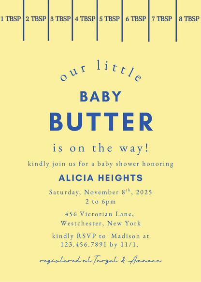 Modern Butter Yellow Baby Shower Invitation