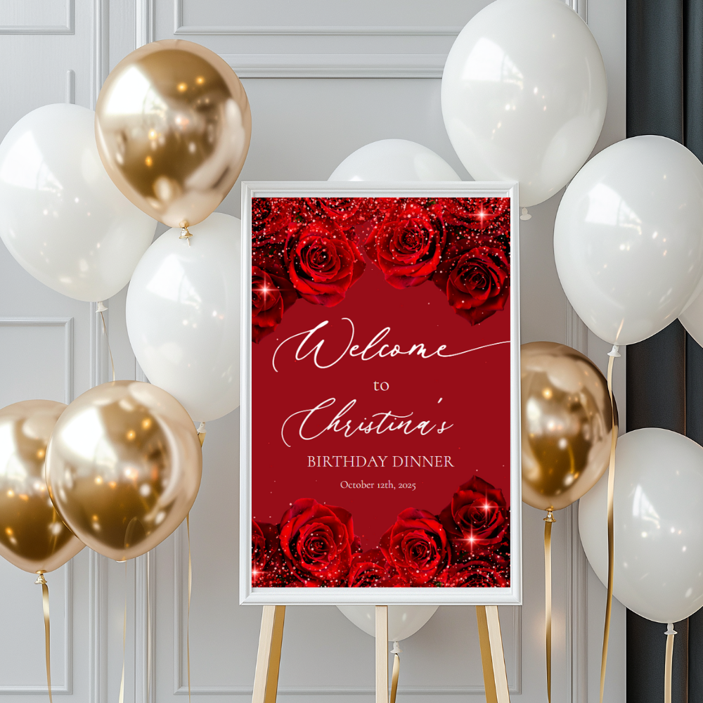 Elegant Red Rose Calligraphy Birthday Bundle