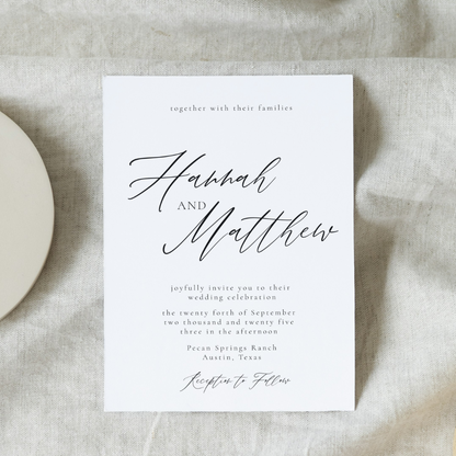 HANNAH Calligraphy Elegant Wedding Invitation Suite