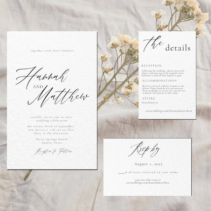 HANNAH Calligraphy Elegant Wedding Invitation Suite