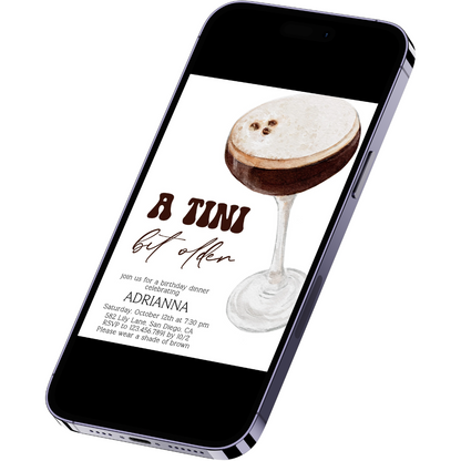 A Tini Bit Older Espresso Martini Birthday Invitation