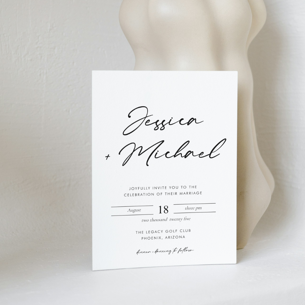 JESSICA Minimalist Front + Back Wedding Invitation