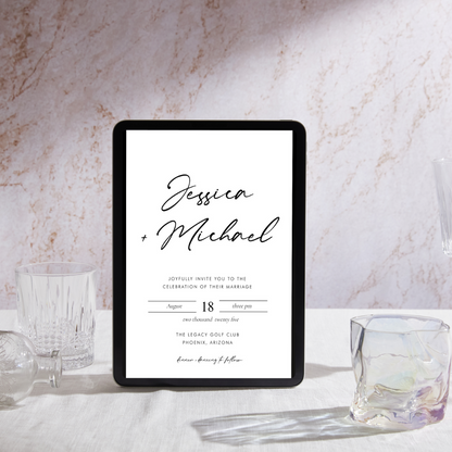 JESSICA Minimalist Front + Back Wedding Invitation