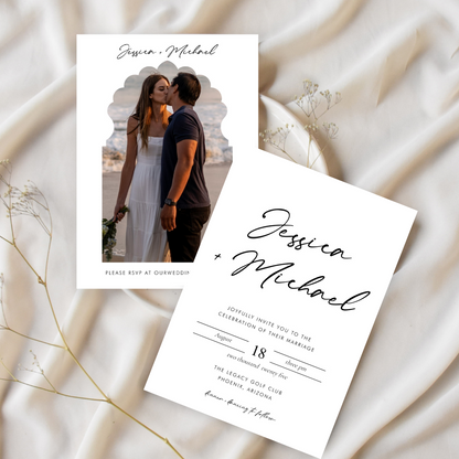 JESSICA Minimalist Front + Back Wedding Invitation