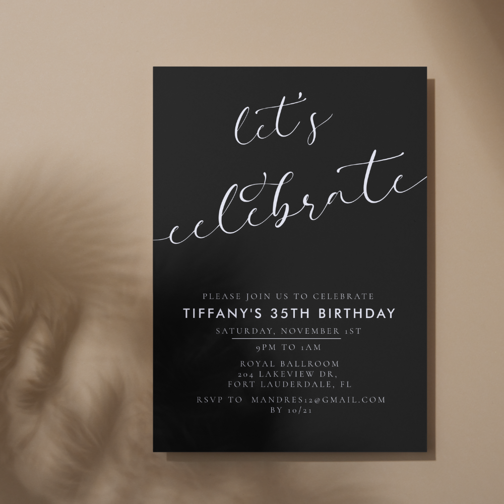 Modern Calligraphy Let's Celebrate Birthday Invitations