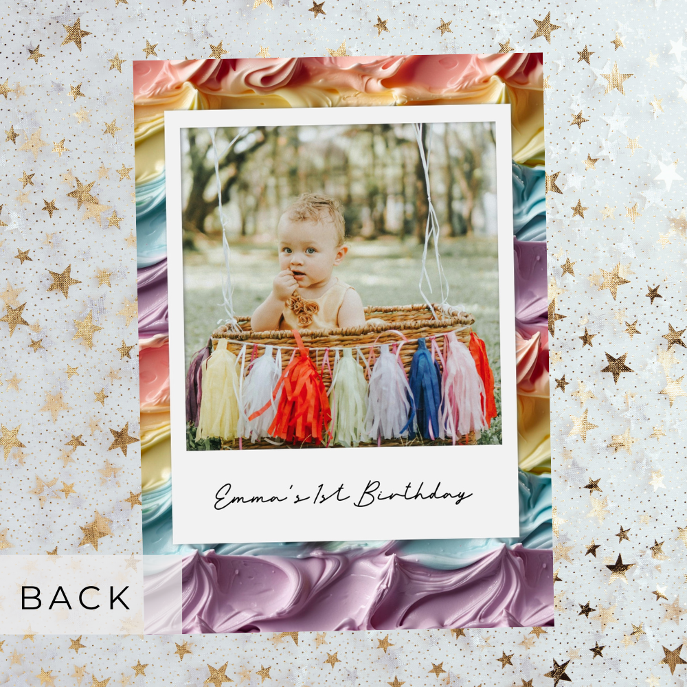 Fun Rainbow Cake First Birthday Invitation